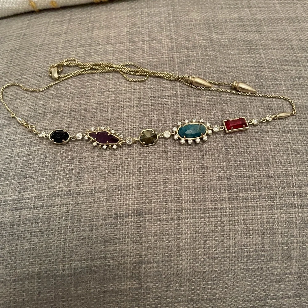 Kendra Scott Gold Necklace with Red, Turquoise, and Purple Stones - Picture 6 of 6